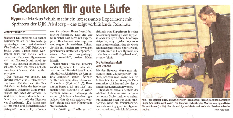Presseartikel: Gedanken für gute Läufe