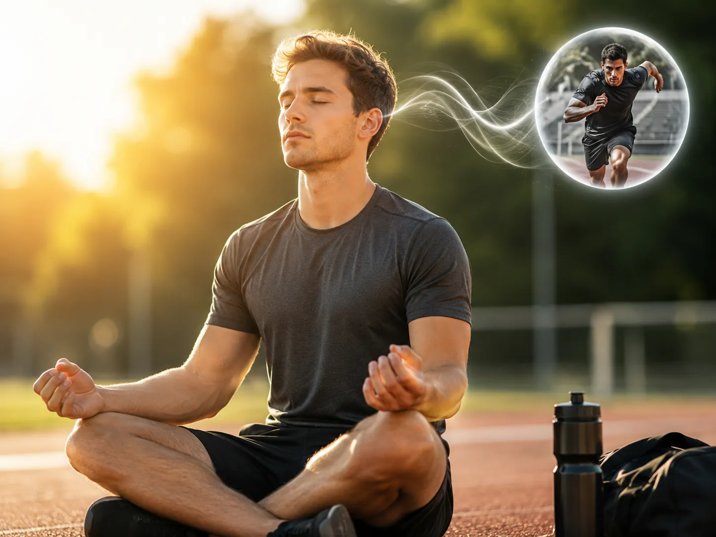 Sportler meditiert und visualisiert seinen Wettkampf – mentale Vorbereitung durch Sporthypnose in Augsburg