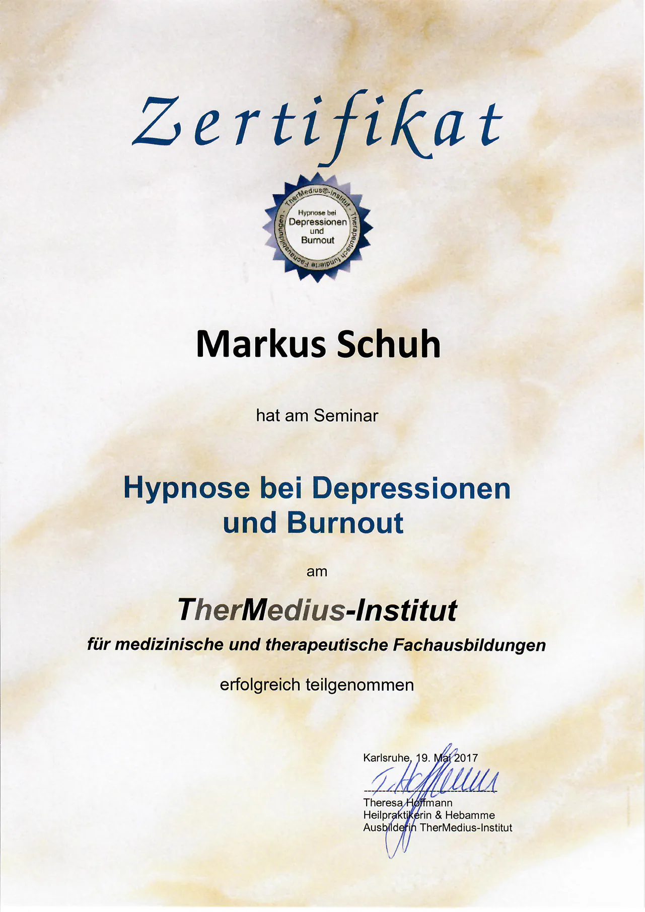 Zertifikat Hypnose bei Depressionen und Burnout